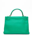 HERMES Menthe Green Kelly 32 Clemence Leather with Gold Hardware