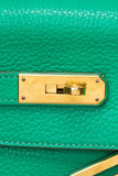 HERMES Menthe Green Kelly 32 Clemence Leather with Gold Hardware