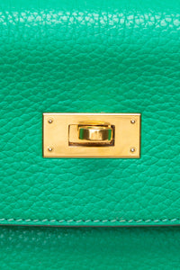 HERMES Menthe Green Kelly 32 Clemence Leather with Gold Hardware