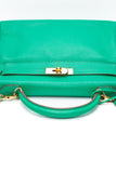 HERMES Menthe Green Kelly 32 Clemence Leather with Gold Hardware