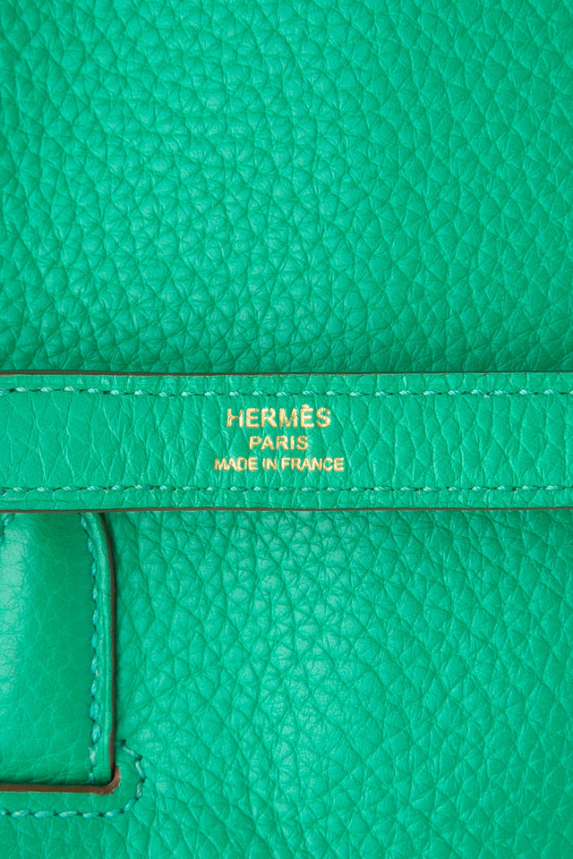 HERMES Menthe Green Kelly 32 Clemence Leather with Gold Hardware
