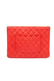 CHANEL Coral Lambskin Quilted Medium O Case Clutch