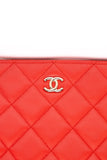 CHANEL Coral Lambskin Quilted Medium O Case Clutch