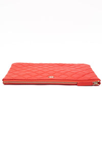 CHANEL Coral Lambskin Quilted Medium O Case Clutch