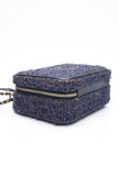 CHANEL Blue Tweed Quilted CC Filigree Python Medium
