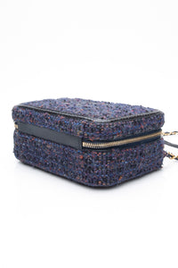 CHANEL Blue Tweed Quilted CC Filigree Python Medium