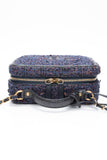 CHANEL Blue Tweed Quilted CC Filigree Python Medium