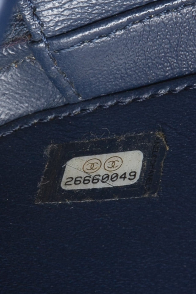 CHANEL Blue Tweed Quilted CC Filigree Python Medium