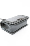 Chanel Silver Metallic Calfskin Quilted Medium Top Handle Boy Flap