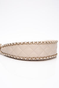 CHANEL 23P Ecru Light Beige Lambskin Quilted Small Hobo Bag