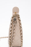 CHANEL 23P Ecru Light Beige Lambskin Quilted Small Hobo Bag