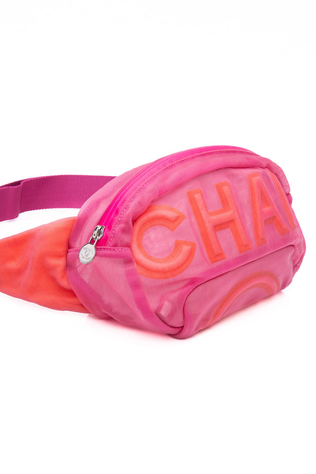 CHANEL Pink Nylon Waist Belt Bag
