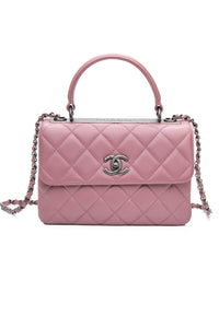 CHANEL Mauve Pink Lambskin Quilted Trendy CC Top Handle Flap Crossbody Bag