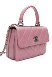 CHANEL Mauve Pink Lambskin Quilted Trendy CC Top Handle Flap Crossbody Bag