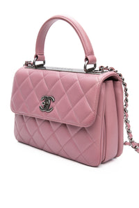 CHANEL Mauve Pink Lambskin Quilted Trendy CC Top Handle Flap Crossbody Bag
