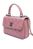 CHANEL Mauve Pink Lambskin Quilted Trendy CC Top Handle Flap Crossbody Bag