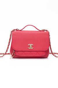 CHANEL Small Raspberry Caviar Quilted Business Affinity Flap Bag