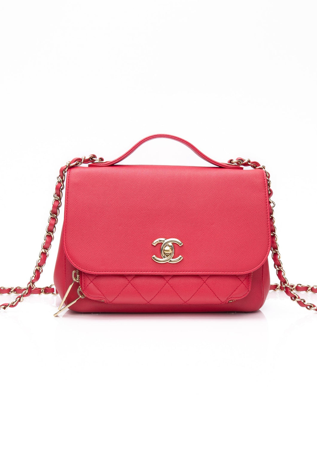 CHANEL Small Raspberry Caviar Quilted Business Affinity Flap Bag