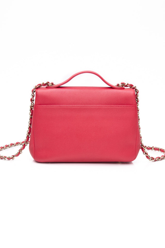 CHANEL Small Raspberry Caviar Quilted Business Affinity Flap Bag