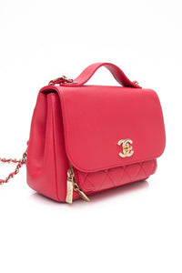CHANEL Small Raspberry Caviar Quilted Business Affinity Flap Bag
