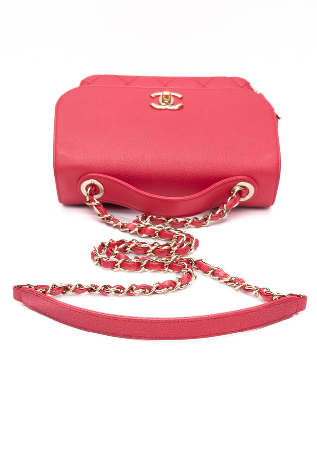 CHANEL Small Raspberry Caviar Quilted Business Affinity Flap Bag