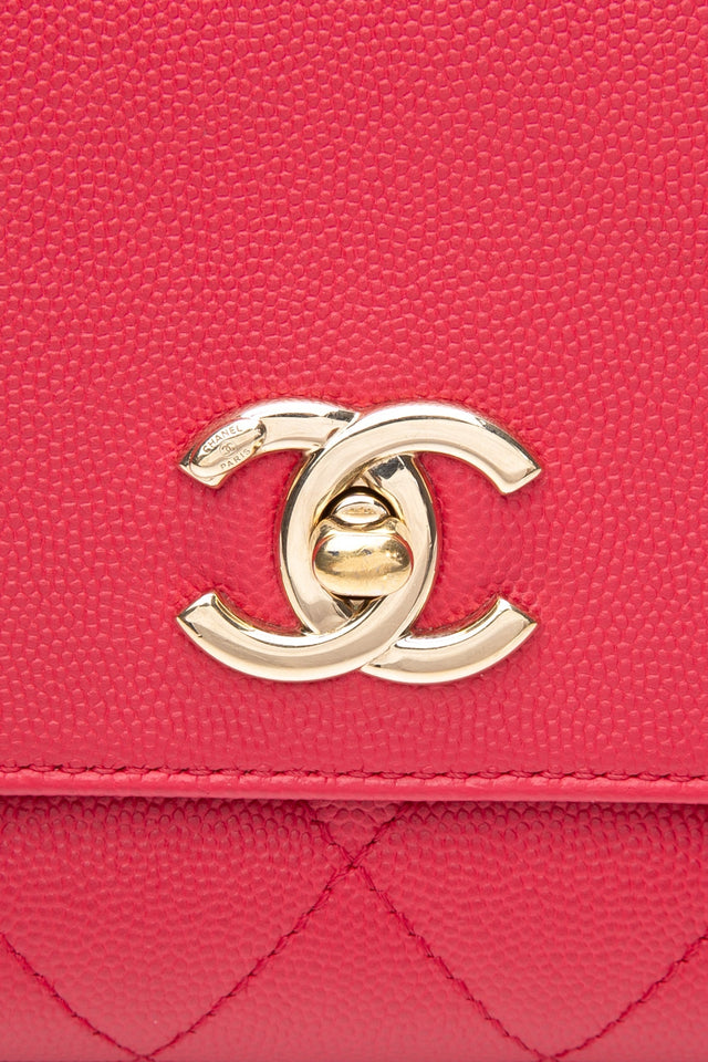 CHANEL Small Raspberry Caviar Quilted Business Affinity Flap Bag