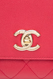 CHANEL Small Raspberry Caviar Quilted Business Affinity Flap Bag