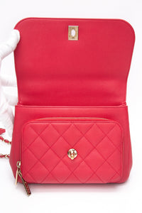 CHANEL Small Raspberry Caviar Quilted Business Affinity Flap Bag