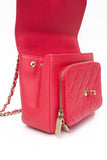 CHANEL Small Raspberry Caviar Quilted Business Affinity Flap Bag