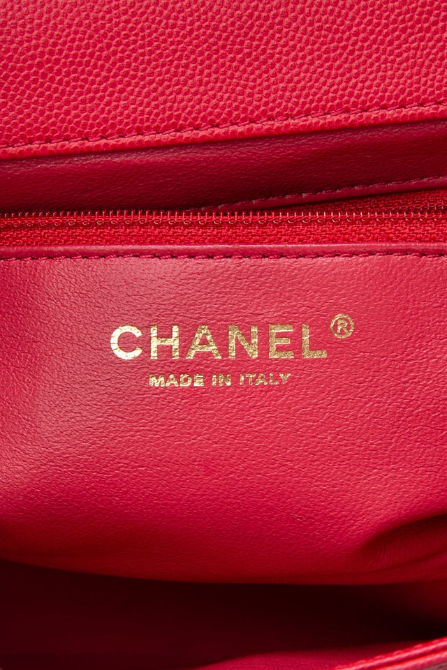 CHANEL Small Raspberry Caviar Quilted Business Affinity Flap Bag