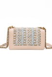CHANEL Medium Blue Braided Tweed Calfskin Boy Bag