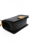CHANEL Black Caviar Quilted Boy Small Flap Bag
