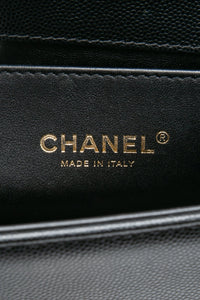 CHANEL Black Caviar Quilted Boy Small Flap Bag