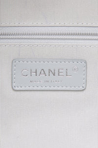 CHANEL Silver Metallic Calfskin Quilted Medium Airlines Round Trip Bowling Bag
