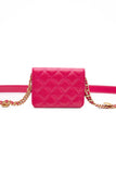 CHANEL Hot Pink Caviar Quilted Twist Your Buttons Coin Purse with Chain Crossbody Bag