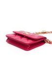 CHANEL Hot Pink Caviar Quilted Twist Your Buttons Coin Purse with Chain Crossbody Bag