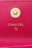 CHANEL Hot Pink Caviar Quilted Twist Your Buttons Coin Purse with Chain Crossbody Bag