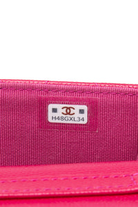 CHANEL Hot Pink Caviar Quilted Twist Your Buttons Coin Purse with Chain Crossbody Bag