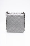 CHANEL Silver Metallic Goatskin Quilted Chic Pearls Flap Bag
