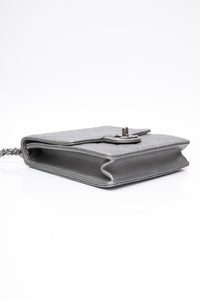CHANEL Silver Metallic Goatskin Quilted Chic Pearls Flap Bag