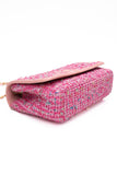 CHANEL Pink Filigree Flap Bag Quilted Tweed Medium