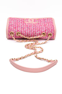 CHANEL Pink Filigree Flap Bag Quilted Tweed Medium