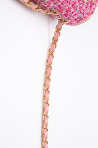 CHANEL Pink Filigree Flap Bag Quilted Tweed Medium
