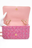 CHANEL Pink Filigree Flap Bag Quilted Tweed Medium