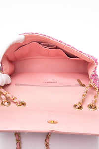 CHANEL Pink Filigree Flap Bag Quilted Tweed Medium