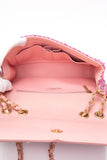 CHANEL Pink Filigree Flap Bag Quilted Tweed Medium