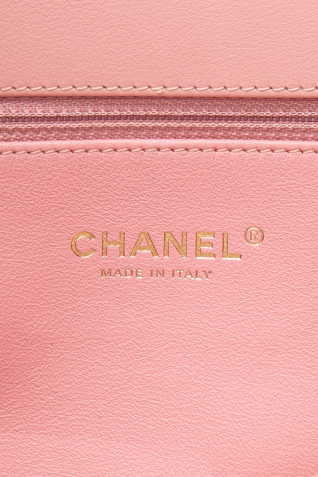 CHANEL Pink Filigree Flap Bag Quilted Tweed Medium