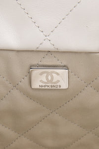 CHANEL 22 White Light Grey Calfskin Quilted Hobo Bag