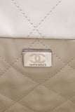 CHANEL 22 White Light Grey Calfskin Quilted Hobo Bag