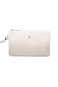 CHANEL 22 White Light Grey Calfskin Quilted Hobo Bag